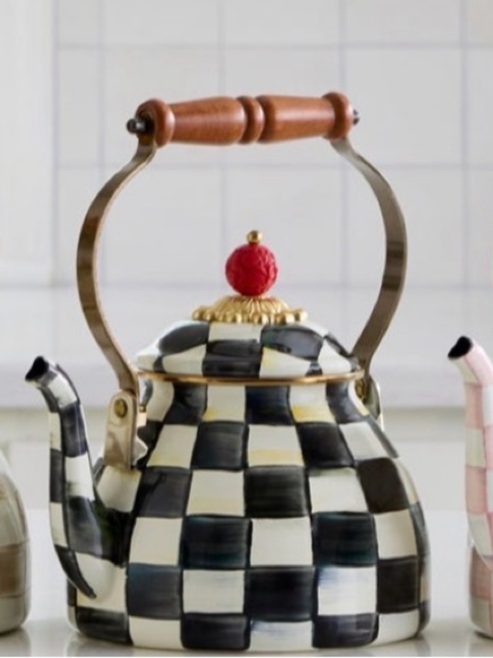 MacKenzie-Childs 2 Qt Courtly Check Teakettle Still in original box, never used. - Picture 2 of 5